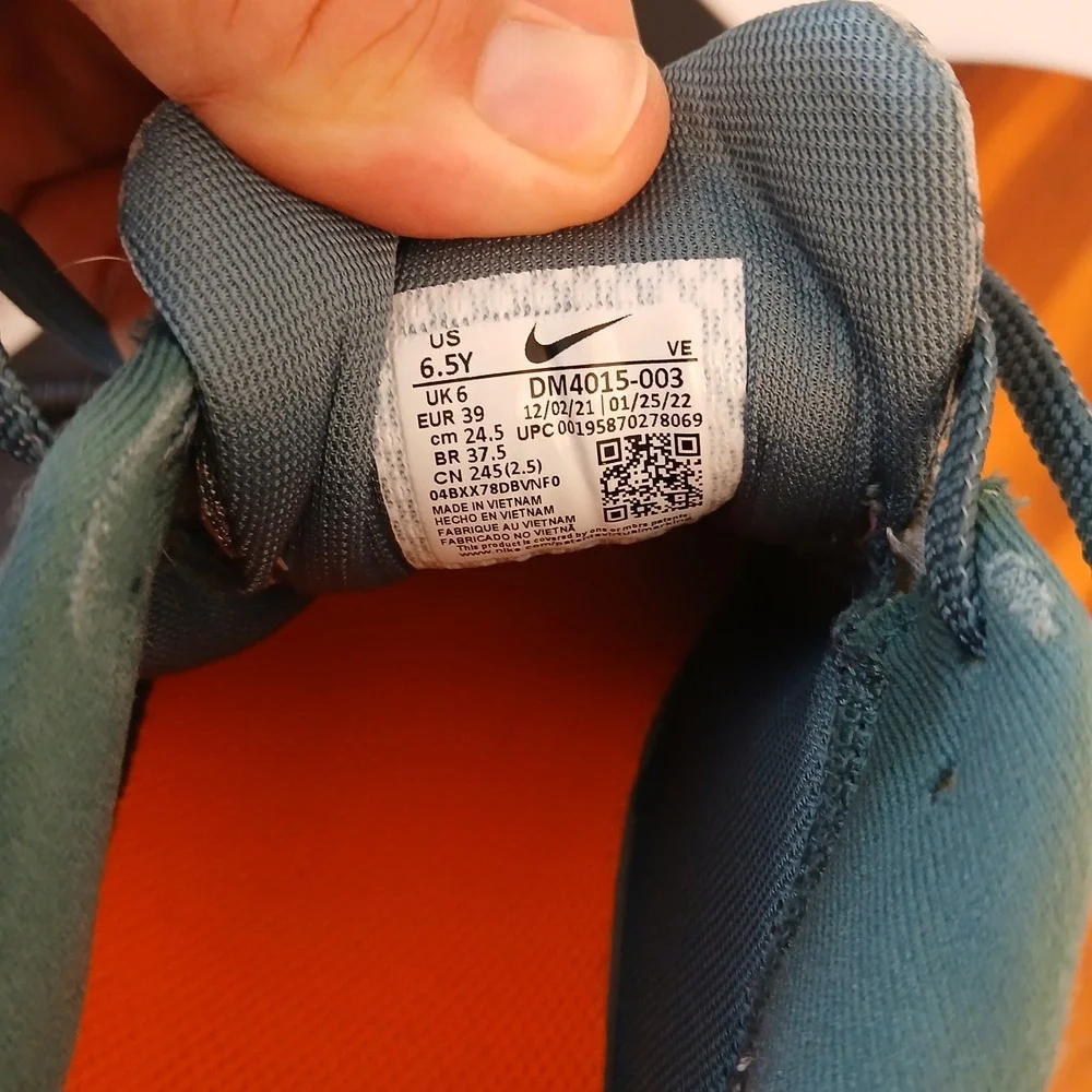 Nike Air Zoom Pegasus 39 Kids 6.5Y Grey Orange Running Shoes DM4015-003